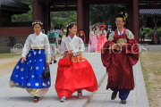 South Korea, SEOUL, Changdeokgung Palace, visitors in colourful Hanbok attire, SK232PL