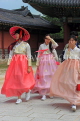 South Korea, SEOUL, Changdeokgung Palace, visitors in colourful Hanbok attire, SK238PL
