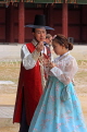 South Korea, SEOUL, Changdeokgung Palace, visitors in colourful Hanbok attire, SK239PL