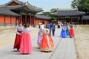 South Korea, SEOUL, Changdeokgung Palace, visitors in colourful Hanbok attire, SK247PL