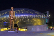 South Korea, SEOUL, Dongdaemun Design Plaza & Shadow of Shadow-The Road sculpture, night view, SK509JPL