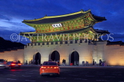 South Korea, SEOUL, Gyeongbokgung Palace, Gwanghwamun Gate, night view, SK1142JPL