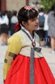 South Korea, SEOUL, Gyeongbokgung Palace, visitor in Hanbok attire, SK377JPL