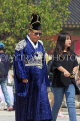 South Korea, SEOUL, Gyeongbokgung Palace, visitor in traditional Hanbok attire, SK456JPL