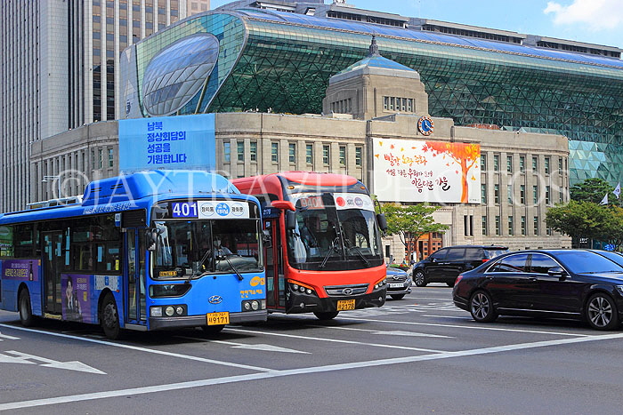 South Korea, SEOUL, public transport, buses, SK763JPL