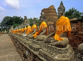 THAILAND, Ayuthaya, Wat Yai Chai Mongkoi (temple), row of Buddha statues, THA1758JPL