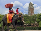 THAILAND, Ayuthaya, tourists on elephant ride, THA2052JPL