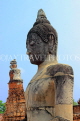 THAILAND, Ayutthaya, Wat Phra Mahathat complex, seated Buddha statue, closeup, THA2678JPL