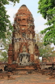 THAILAND, Ayutthaya, Wat Phra Mahathat complex ruins, seated Buddha statue, THA2670JPL