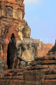 THAILAND, Ayutthaya, Wat Phra Mahathat complex ruins, seated Buddha statue, THA2672JPL