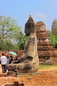 THAILAND, Ayutthaya, Wat Phra Mahathat complex ruins, seated Buddha statue, THA2677JPL