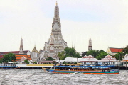 THAILAND, Bangkok, Chao Phraya River, River Express Boat and Wat Arun temple, THA3166JPL