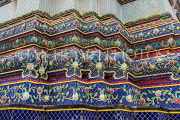 THAILAND, Bangkok, WAT PHO, detail of tile encrusted decorations on chedis, THA2737JPL