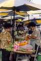 THAILAND, Bangkok, street markets, stall selling flower garlands (for temple offerings), THA112JPL