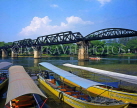 THAILAND, Kanchanaburi, Bridge over RIVER KWAI (Khwae Yai River) and boats, THA779JPL