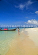 THAILAND, Krabi, Rai Leh beach with longtail boat and tourists, THA1999JPL