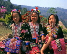 THAILAND, Northern Thailand, Chiang Mai, hill tribes, three Akha tribe children, THA1671JPL