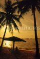 THAILAND, Pattaya, beach with sunshade and coconut trees, sunset, THA1864JPL