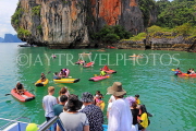 THAILAND, Phang Nga Bay, Panak Island, sea canoes for tourists to explore caves,, THA4261JPL