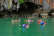 THAILAND, Phang Nga Bay, Panak Island, tourists exploring caves by sea canoe, THA4267JPL