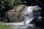 THAILAND, Phang Nga Province, KHAO LAK, Ton Pling Waterfall, and tourist, THA4461JPL