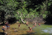 THAILAND, Phang Nga Province, KHAO LAK, Ton Pling Waterfall, tourists bathing in river, THA4466JPL
