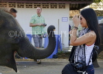 THAILAND, Surin, elephant festival, woman meets elephant, THA2140JPL