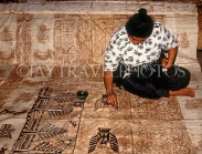 TONGA, Nukualofa, crafts, Tapa Cloth, artist painting large wall hanging, TON133JPL