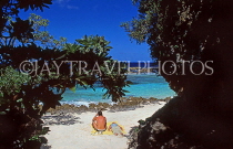 TONGA, coast and beach with two sunbathers, TON186JPL