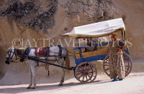 TURKEY, Cappadocia, Pasabagliari, village couple with horse and cart, TUR107JPL