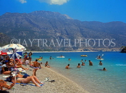 TURKEY, Fethiye area, Olu Deniz, beach and sunbathers, TUR317JPL