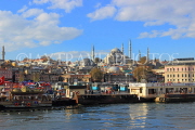 TURKEY, Istanbul, Eminonu Waterfront, Blue Mosque in background, TUR1339JPL