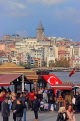 TURKEY, Istanbul, Eminonu Waterfront, New City and Galata Tower in background, TUR970JPL