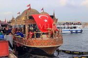 TURKEY, Istanbul, Eminonu Waterfront, floating cafe, TUR965JPL