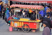 TURKEY, Istanbul, Eminonu Waterfront, street food, corn and chestnut stall, TUR977JPL