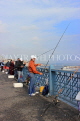TURKEY, Istanbul, Galata Bridge, people fishing, TUR994PL