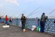 TURKEY, Istanbul, Galata Bridge, people fishing, TUR998JPL