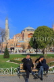 TURKEY, Istanbul, Hagia Sophia (Ayasofya mosque), people on park bench, TUR1199JPL