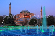 TURKEY, Istanbul, Hagia Sophia (Ayasofya mosque) basilica, fountain, dusk view, TUR1405JPL