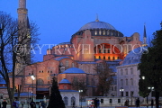 TURKEY, Istanbul, Hagia Sophia (Ayasofya mosque) basilica, fountain, night view, TUR1407JPL