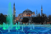 TURKEY, Istanbul, Hagia Sophia (Ayasofya mosque) basilica, fountain, night view, TUR844JPL
