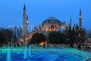 TURKEY, Istanbul, Hagia Sophia (Ayasofya mosque) basilica, fountain, night view, TUR847JPL