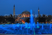 TURKEY, Istanbul, Hagia Sophia (Ayasofya mosque) basilica, fountain, night view, TUR848JPL