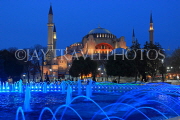 TURKEY, Istanbul, Hagia Sophia (Ayasofya mosque) basilica, fountain, night view, TUR849JPL