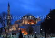TURKEY, Istanbul, Hagia Sophia (Ayasofya mosque) basilica, fountain, night view, TUR850JPL