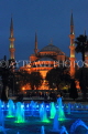 TURKEY, Istanbul, Sultan Ahmet Mosque (Blue Mosque), and fountain, night view, TUR801JPL