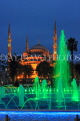TURKEY, Istanbul, Sultan Ahmet Mosque (Blue Mosque), and fountain, night view, TUR802JPL