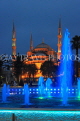 TURKEY, Istanbul, Sultan Ahmet Mosque (Blue Mosque), and fountain, night view, TUR803JPL