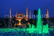 TURKEY, Istanbul, Sultan Ahmet Mosque (Blue Mosque), and fountain, night view, TUR808JPL