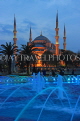 TURKEY, Istanbul, Sultan Ahmet Mosque (Blue Mosque), and fountain, night view, TUR817JPL